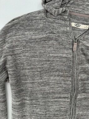 UGG Australia Sena Full Zip Knit Hoodie HeatherGray Cotton Blend Women M 1013742